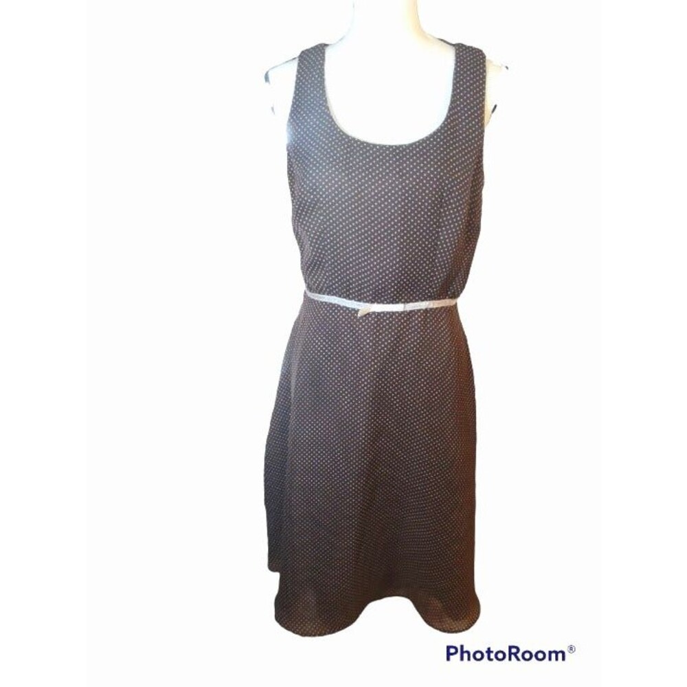 K Studio Fit & Flare Brown dress with pink polka dots, Size Medium